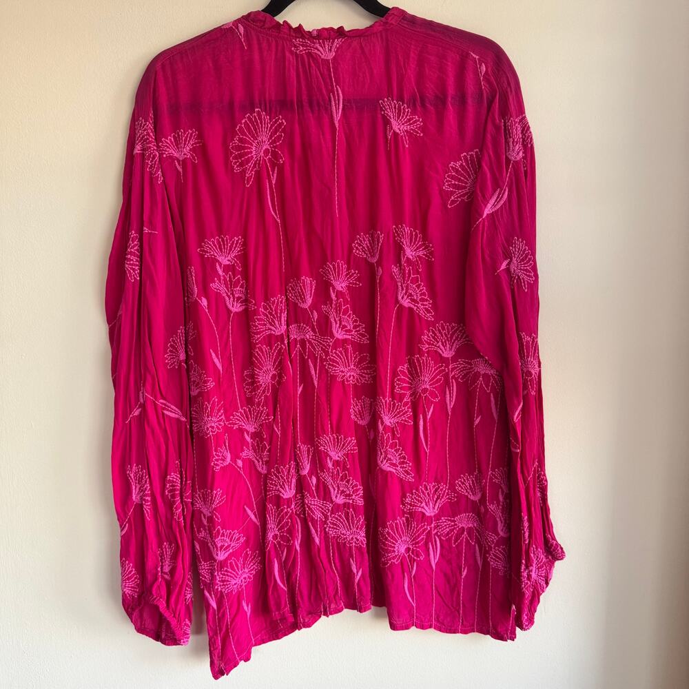 Johnny Was Daisy Arianda Embroidered Top Pink Sz XL - Picture 4 of 4
